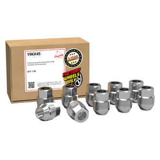 Coyote Accessories® - Chrome Cone Seat OE Style GM Open End External Thread Lug Wheel Installation Kit