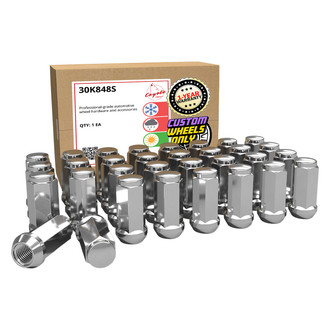 Coyote Accessories® - Chrome Cone Seat Acorn Bulge Lug Wheel Installation Kit w/o Valve Stems