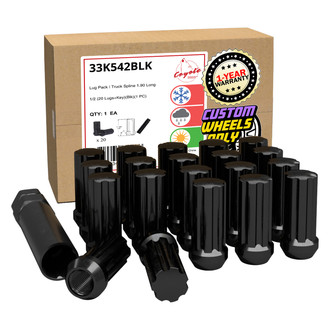 Coyote Accessories® - Black Cone Seat Spline (7 Sided) Lug Wheel Installation Kit w/o Valve Stems