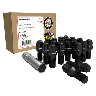 Coyote Accessories® - Black Cone Seat Spline Bolt Lug Wheel Installation Kit