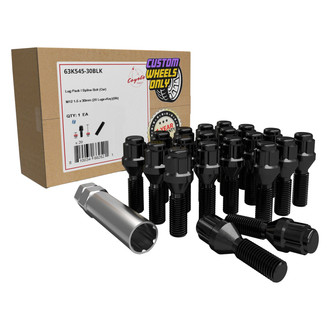 Coyote Accessories® - Black Cone Seat Spline Bolt Lug Wheel Installation Kit w/o Valve Stems