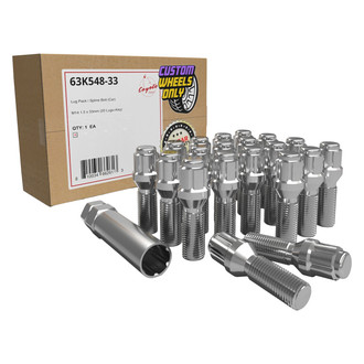 Coyote Accessories® - Chrome Cone Seat Spline Bolt Lug Wheel Installation Kit w/o Valve Stems
