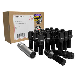 Coyote Accessories® - Black Cone Seat Spline Bolt Lug Wheel Installation Kit w/o Valve Stems