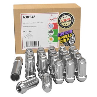 Coyote Accessories® - Chrome Cone Seat Spline (6 Sided) Lug Wheel Installation Kit w/o Valve Stems