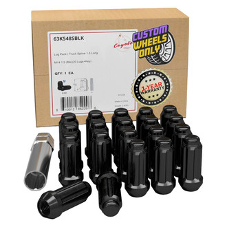 Coyote Accessories® - Black Cone Seat Spline (6 Sided) Lug Wheel Installation Kit w/o Valve Stems