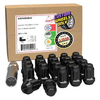 Coyote Accessories® - Black Cone Seat Spline (6 Sided) Lug Wheel Installation Kit w/o Valve Stems