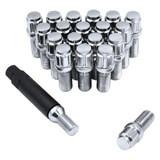 Coyote Accessories® - Chrome Cone Seat Spline Bolt Lug Wheel Installation Kit w/o Valve Stems