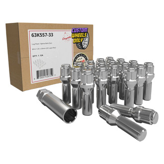 Coyote Accessories® - Chrome Cone Seat Spline Bolt Lug Wheel Installation Kit w/o Valve Stems