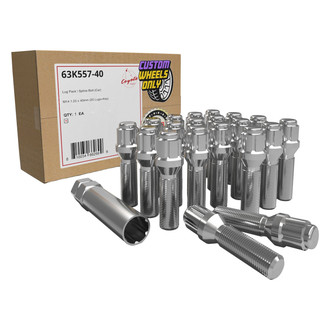 Coyote Accessories® - Chrome Cone Seat Spline Bolt Lug Wheel Installation Kit w/o Valve Stems