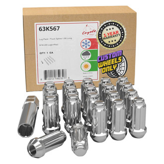 Coyote Accessories® - Chrome Cone Seat Spline (6 Sided) Lug Wheel Installation Kit w/o Valve Stems