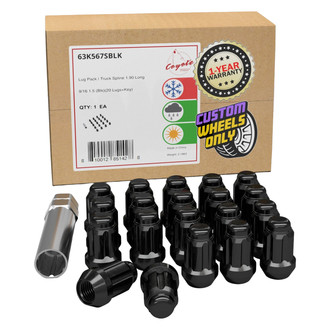 Coyote Accessories® - Black Cone Seat Spline (6 Sided) Lug Wheel Installation Kit w/o Valve Stems