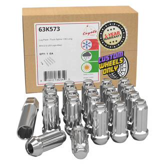 Coyote Accessories® - Chrome Cone Seat Spline (6 Sided) Lug Wheel Installation Kit w/o Valve Stems