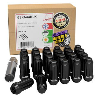 Coyote Accessories® - Black Cone Seat Spline (6 Sided) Lug Wheel Installation Kit w/o Valve Stems