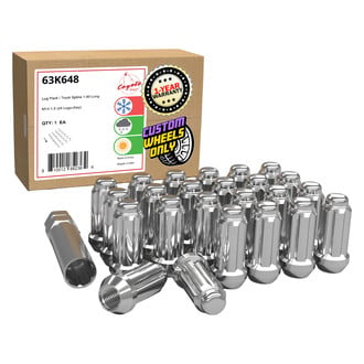 Coyote Accessories® - Chrome Cone Seat Spline (6 Sided) Lug Wheel Installation Kit w/o Valve Stems