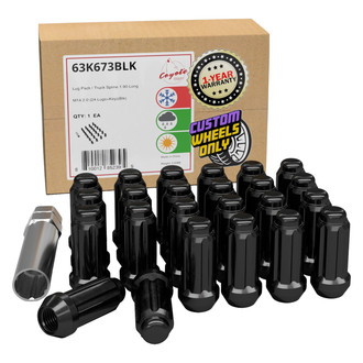 Coyote Accessories® - Black Cone Seat Spline (6 Sided) Lug Wheel Installation Kit w/o Valve Stems