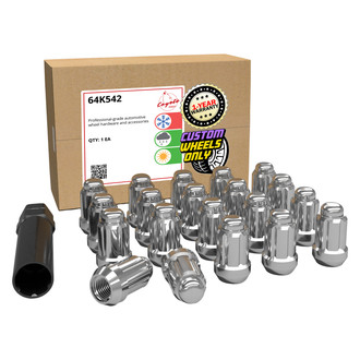 Coyote Accessories® - Chrome Cone Seat Spline (6 Sided) Lug Wheel Installation Kit w/o Valve Stems
