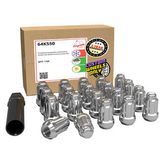 Coyote Accessories® - Chrome Cone Seat Spline (6 Sided) Lug Wheel Installation Kit w/o Valve Stems
