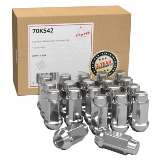 Coyote Accessories® - Chrome Cone Seat Acorn Bulge Lug Wheel Installation Kit w/o Valve Stems