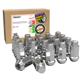 Coyote Accessories® - Chrome Cone Seat Acorn Bulge Lug Wheel Installation Kit w/o Valve Stems