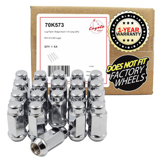 Coyote Accessories® - Chrome Cone Seat Acorn Bulge Lug Wheel Installation Kit w/o Valve Stems