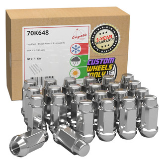 Coyote Accessories® - Chrome Cone Seat Acorn Bulge Lug Wheel Installation Kit w/o Valve Stems