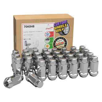 Coyote Accessories® - Chrome Cone Seat Acorn Bulge Lug Wheel Installation Kit w/o Valve Stems