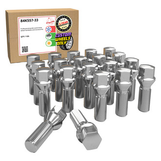 Coyote Accessories® - Chrome Cone Seat Bolt Lug Wheel Installation Kit w/o Valve Stems