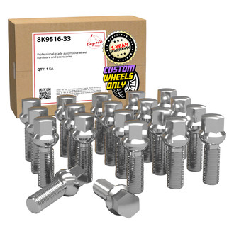 Coyote Accessories® - Chrome Radius/Ball Seat Bolt Lug Wheel Installation Kit w/o Valve Stems