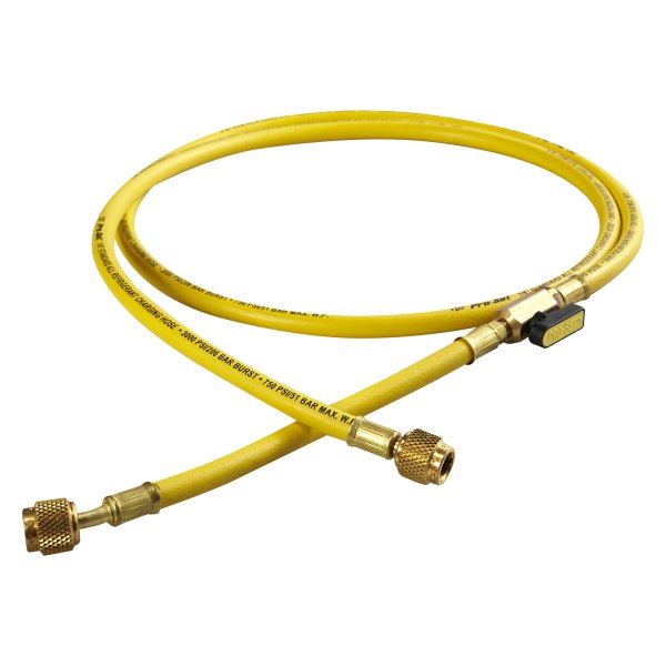 CPS® - 72" Yellow R-12 A/C Charging Hose with In-Line Ball Valve