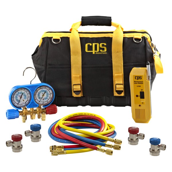 CPS® - A/C Tool Bag Kit with Leak Detector, Manifold and Couplers