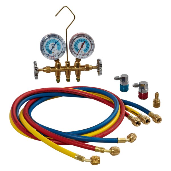 CPS® - Brass R-134a, R-12 Manifold Gauge Set with 72" Hoses, 1/4" Fittings and Snap Couplers