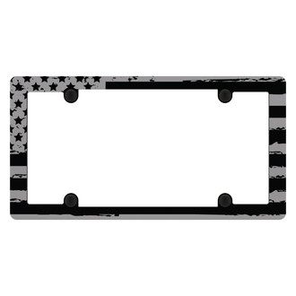 Cruiser® - Matte Black License Plate Frame with American Flag with Fastener Caps