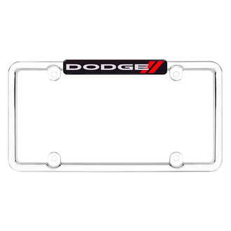 Cruiser® - Chrome License Plate Frame with Black Dodge Logo