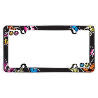 Cruiser® - Butterfly Style Chrome License Plate Frame with Fastener Caps