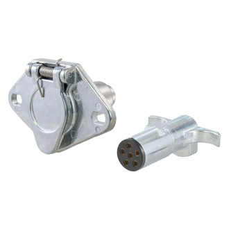 CURT® - 6-Way Round Vehicle End and Trailer End Connector Plug and Socket
