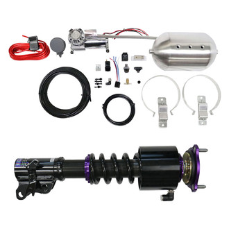 D2 Racing® - 0"-2" x 0"-2" RS Series Front and Rear Coilover Kit with Silver Control System
