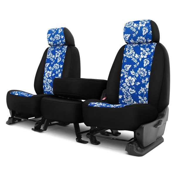 Dash Designs® - Hawaiian™ 1st Row Blue with Black Custom Seat Covers