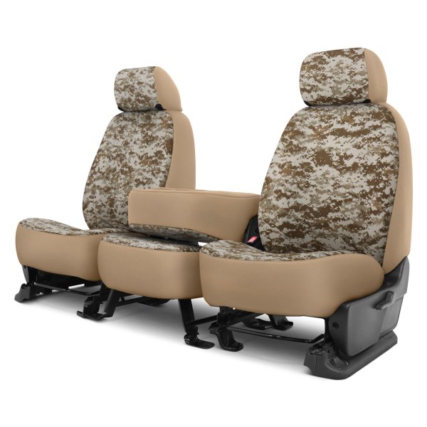 Dash Designs® - Camo™ 1st Row Digital Tan Custom Seat Covers