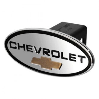 DefenderWorx Oval Hitch Cover with Black Chevrolet Logo and