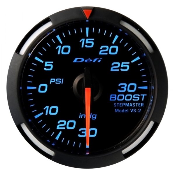 Defi® - Racer Series 52mm Boost Gauge with Blue Lighting, -30inHg to +30 PSI
