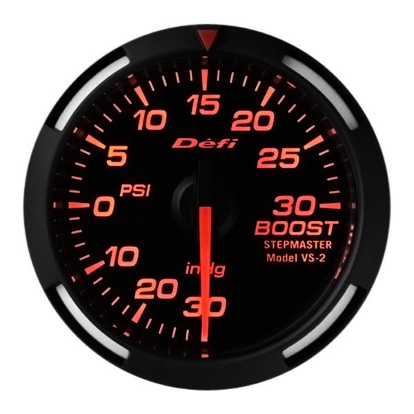 Defi® - Racer Series 52mm Boost Gauge with Red Lighting, -30inHg to +30 PSI