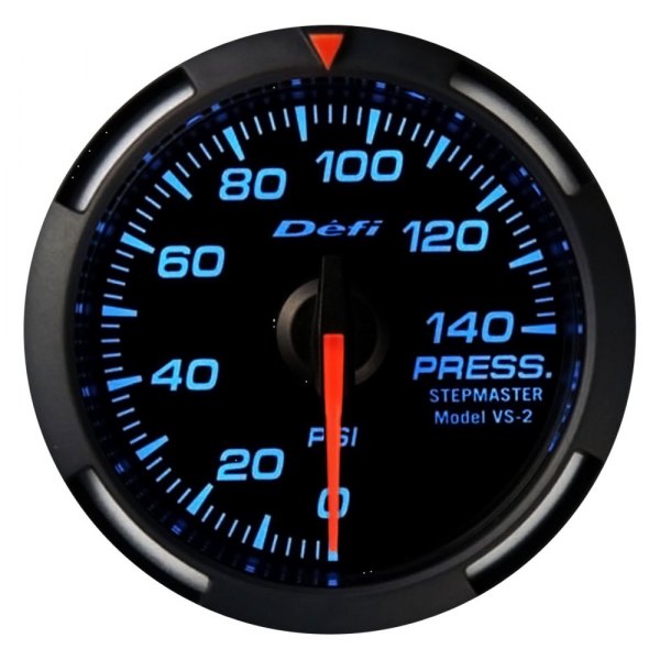 Defi® - Racer Series 52mm Pressure Gauge with Blue Lighting, 0 to 140 PSI