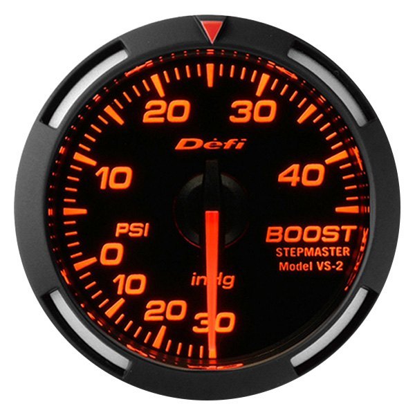 Defi® - Racer Series 52mm Boost Gauge with Red Lighting, -30inHg to +45 PSI