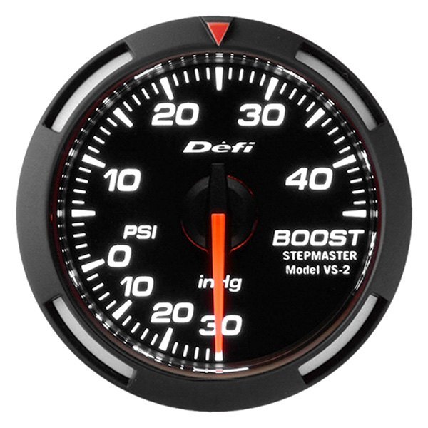 Defi® - Racer Series 52mm Boost Gauge with White Lighting, -30inHg to +45 PSI