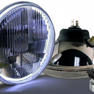 Delta Lights® - 7" Round LED Headlights with Switchback abd Amber City Lights