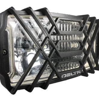 Delta Lights® - 850H Series 9" Rectangular Chrome Housing Driving Beam LED Lights, with Stone Guards