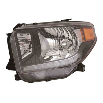 Depo® - Driver and Passenger Side Black LED Headlights with LED DRL