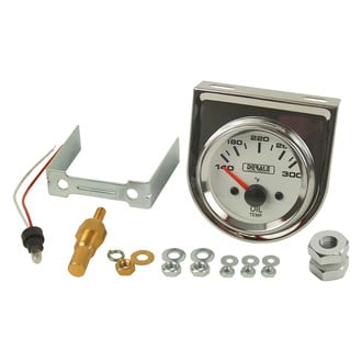 Derale Performance® - 2-1/8" Electrical Oil Temperature Gauge Kit (Lighted Black), White, 140-300 F