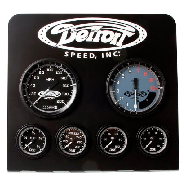 Detroit Speed Engineering® - 2-1/8"-4-5/8" 6-Gauge Panels (Fuel, Water Temp, Volt, Oil Pressure, Speedometer and Tach)