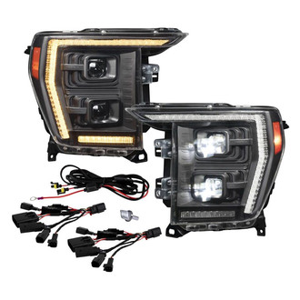 Diode Dynamics® - Elite Series Driver and Passenger Side Black Sequential DRL Bar Projector LED Headlights
